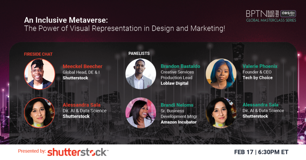 Black Professionals in Tech Masterclass speakers graphic - An Inclusive Metaverse