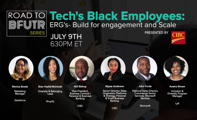 Black Professionals in Tech Masterclass speakers graphic - Tech's Black Employees