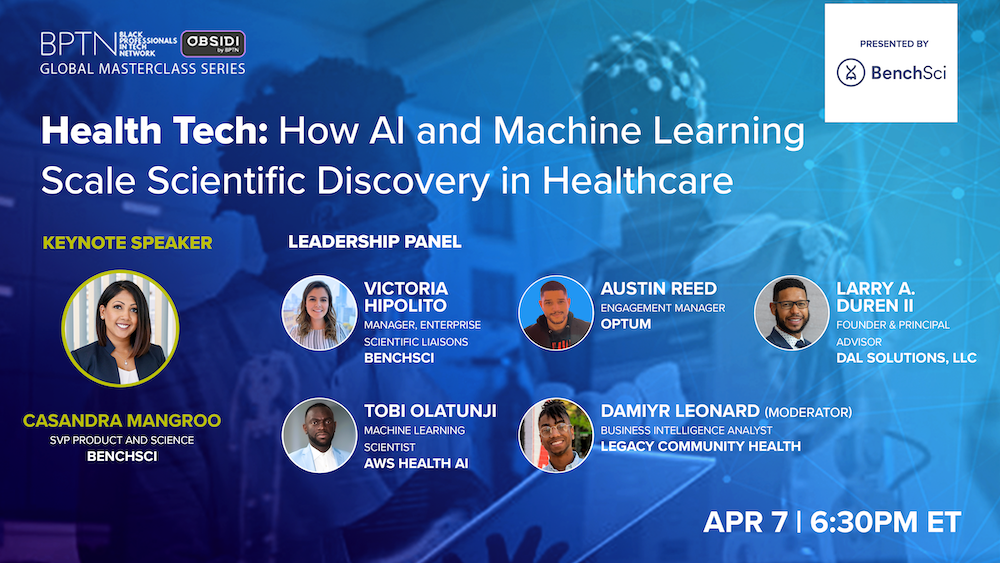 Black Professionals in Tech Masterclass speakers graphic - Health Tech
